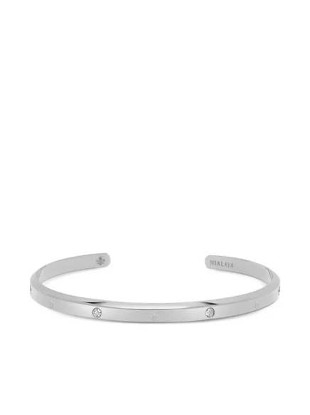 Мужской браслет-кафф Nialaya Jewelry Fleur De Lis, серебристый