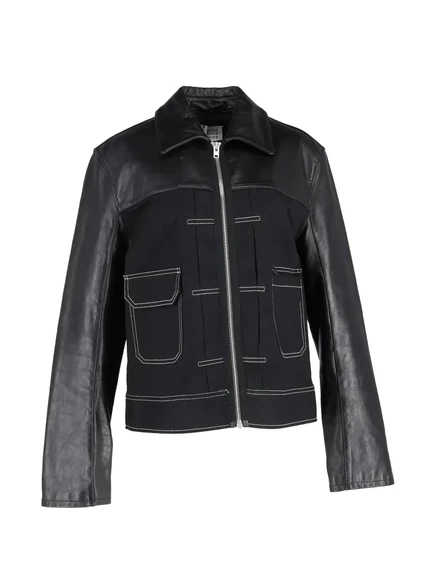 Бывшая в употреблении куртка Maison Martin Margiela на молнии с кожаными вставками black