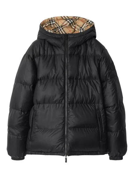 Мужской двусторонний пуховик Burberry, черный/клетка