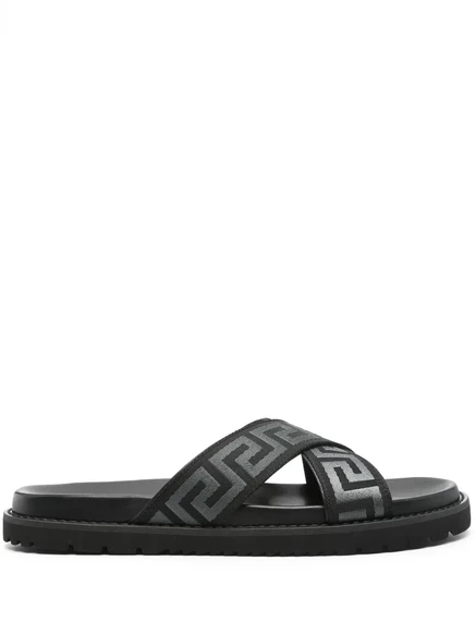 Мужские шлепанцы Versace Greca, черные