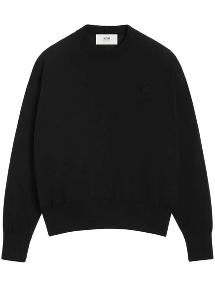 Шерстяной свитер AMI Paris Ami De Coeur black