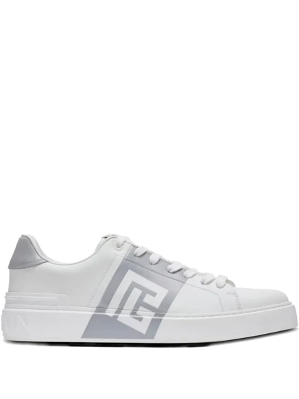 Кроссовки из телячьей кожи с логотипом Balmain B-Court white