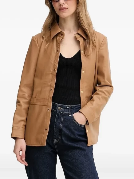 Женская кожаная куртка Pedro Del Hierro, коричневая