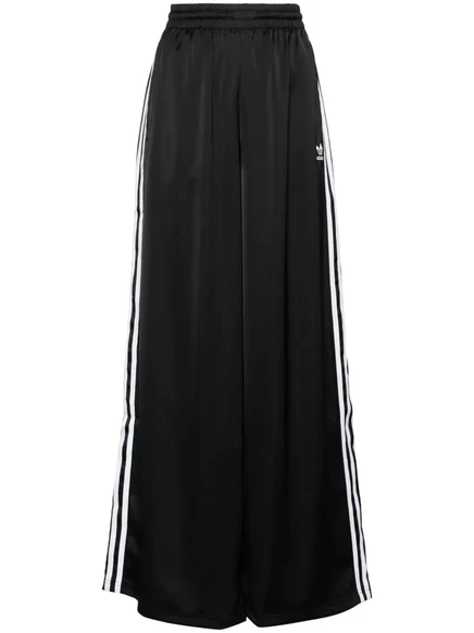 Женские широкие атласные спортивные штаны Adidas, черные