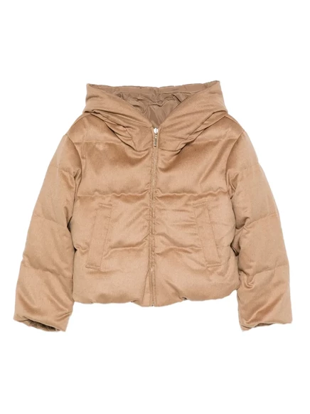 Женская пуховая куртка Max Mara с капюшоном, светло-коричневая