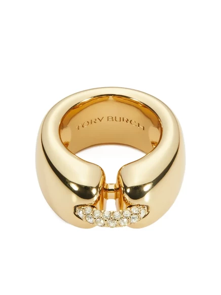 Женское кольцо Tory Burch с позолотой и кристаллами, золотое