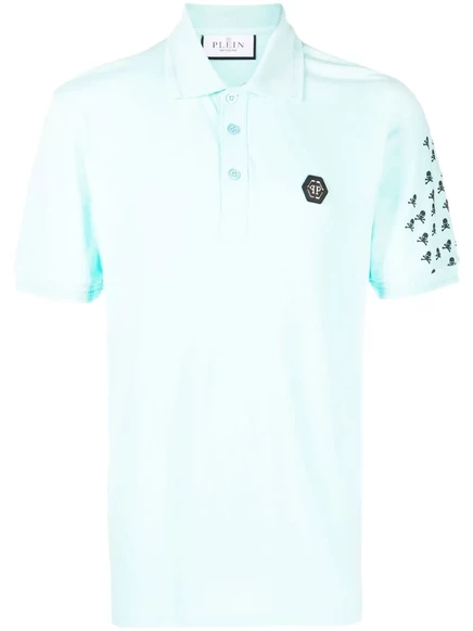 Мужское поло Philipp Plein Skull and Bones, голубо-черное