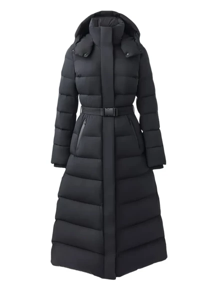 Женское стеганое пуховое пальто Mackage Calina-City с капюшоном, черное