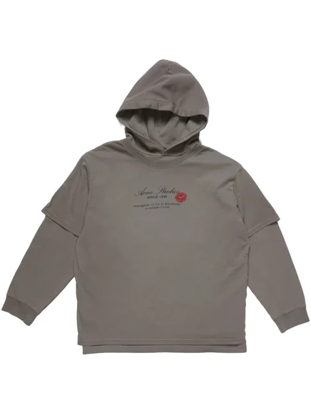 Двухслойная толстовка Acne Studios с капюшоном  grey