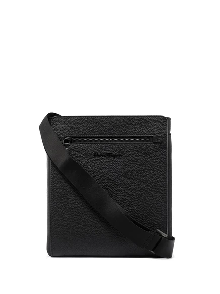 Мужская сумка-мессенджер Ferragamo кожаная, черная