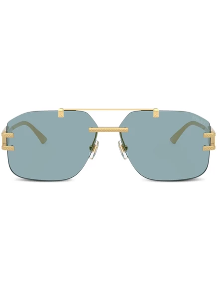 Унисекс солнцезащитные очки Versace Eyewear пилот, золотистые с синими линзами