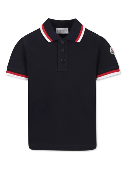 Мальчиковое поло Moncler Enfant в полоску, синее