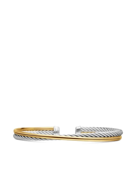 Женский браслет David Yurman Crossover 3 мм, 18k/серебро