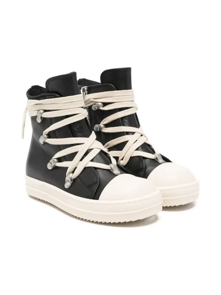 Детские кроссовки с высоким берцем на шнуровке от Rick Owens black