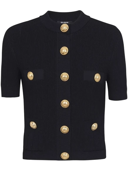 Женский укороченный кардиган Balmain, черный
