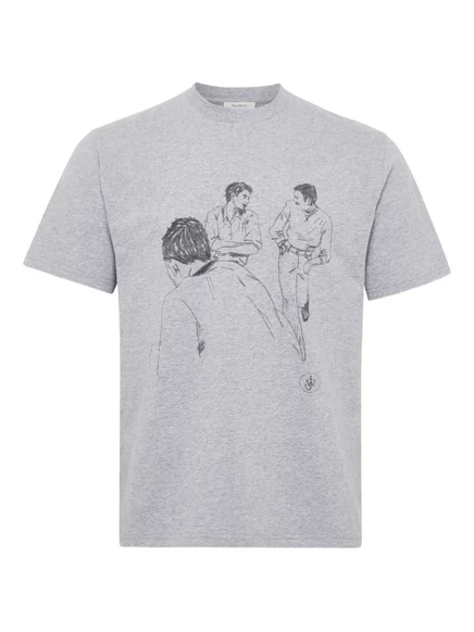 Футболка с эскизным принтом JW Anderson grey