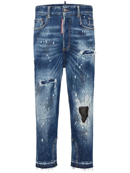 Женские джинсы DSquared2 с рваной отделкой, синие
