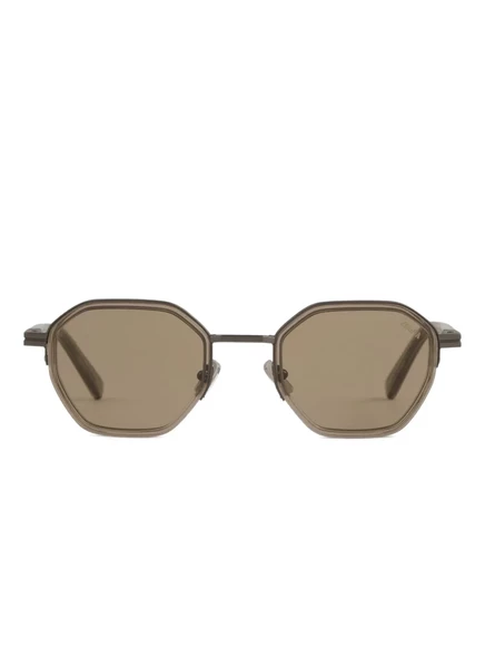 Солнцезащитные очки Zegna в геометрической оправе brown