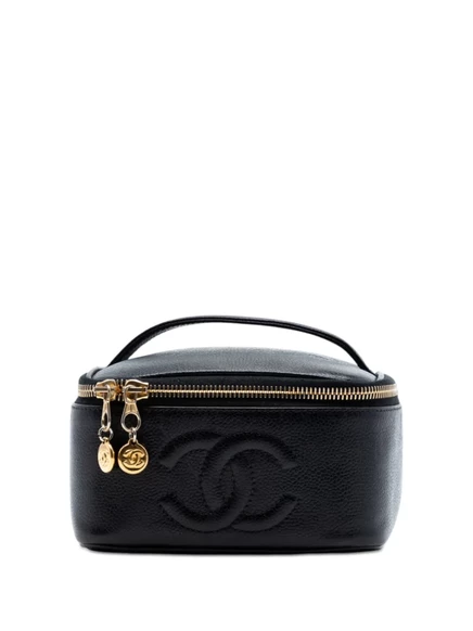 Женская косметичка CHANEL CC Caviar Case, черная