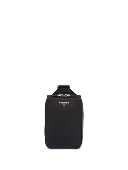 Мужская сумка на пояс Prada Brique из сафьяна, черная