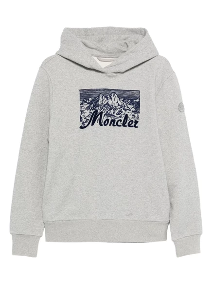 Толстовка с капюшоном Moncler с горным принтом grey
