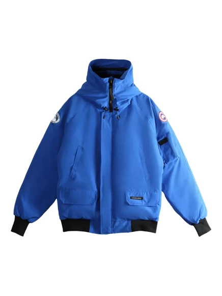 Стеганая куртка с капюшоном из канадской гусиной кожи blue