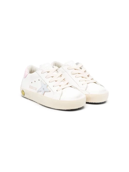Детские кроссовки с низким верхом, украшенные нашивками Golden Goose Kids white