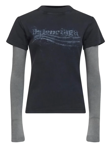 Хлопковая футболка Balenciaga Trompe-l'oeil black