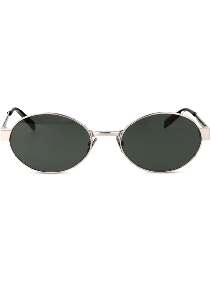 Солнцезащитные очки в овальной оправе с выгравированным логотипом Saint Laurent Eyewear silver