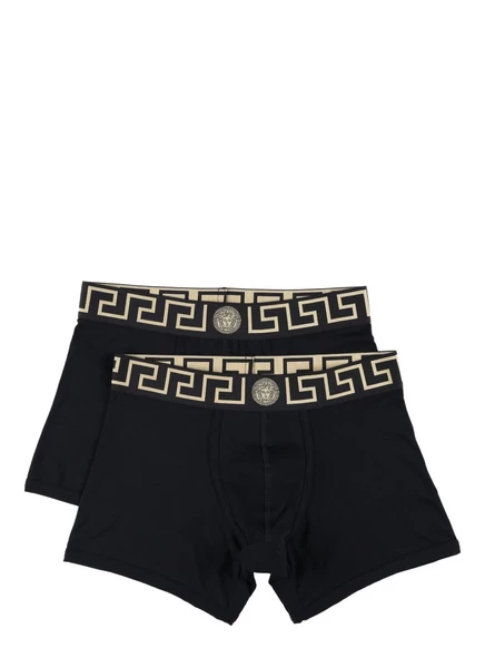 Мужские боксеры Versace Greca Border длинные, 2 шт., черные