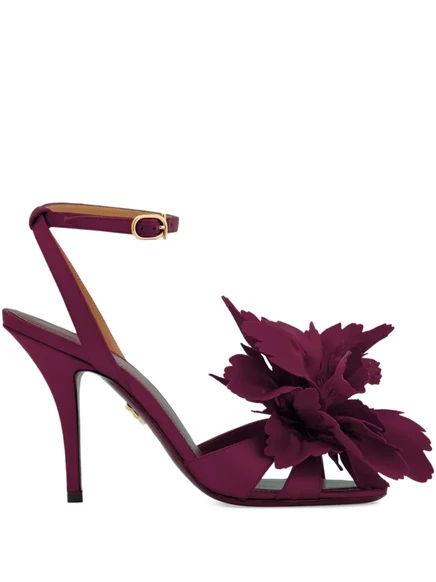 Женские босоножки Ferragamo с цветком, темно-красные