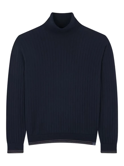 Свитер-водолазка из трикотажа Paul & Shark rib с высоким воротом blue