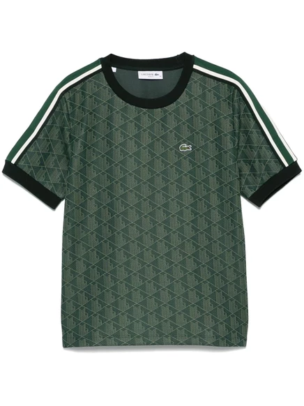 Женская футболка Lacoste жаккард с монограммой, зеленая