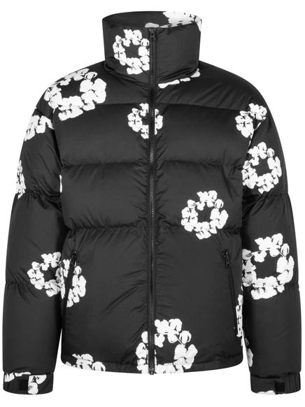 Стеганая куртка с цветочным принтом Denim Tears  black