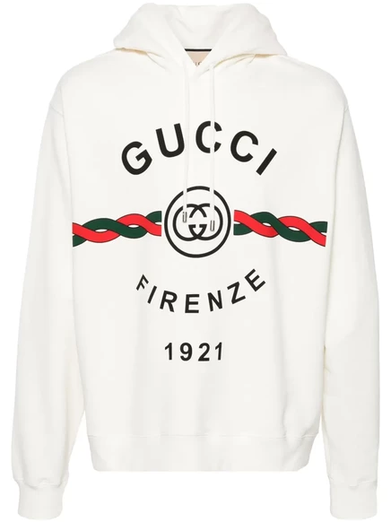 Мужское худи Gucci Firenze 1921, хлопок, белое