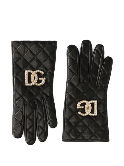 Женские перчатки Dolce & Gabbana стеганые кожаные, черные