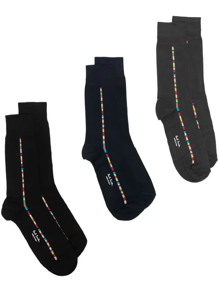 Мужские носки Paul Smith 3 пары с полоской, черные