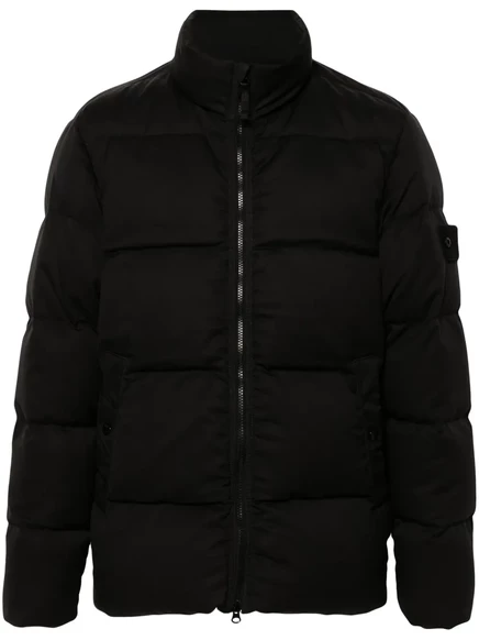 Мужской пуховик Stone Island с нашивкой Compass, черный