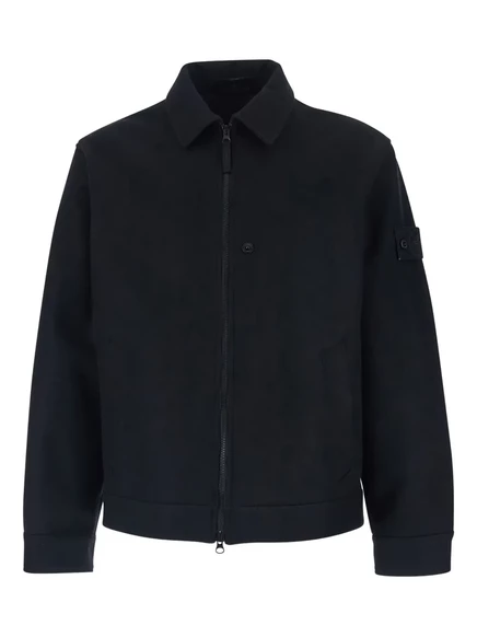 Фланелевая куртка с логотипом Stone Island, украшенная деталями из фланели black