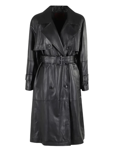 Дубленка Marella с поясом из овчины black