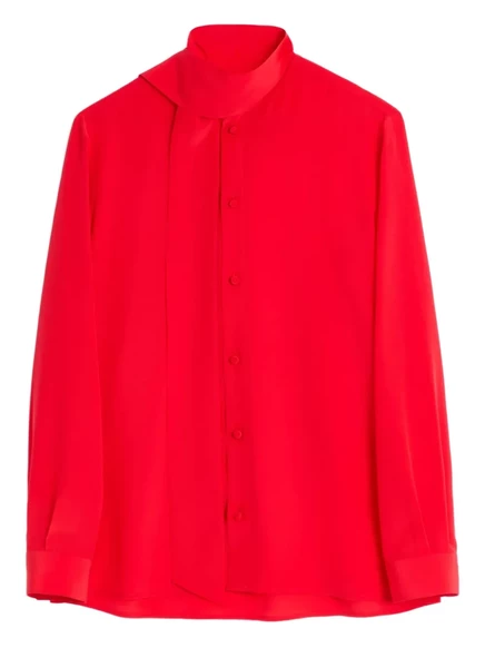 Шелковая рубашка с шарфовым воротником от Valentino Garavani red