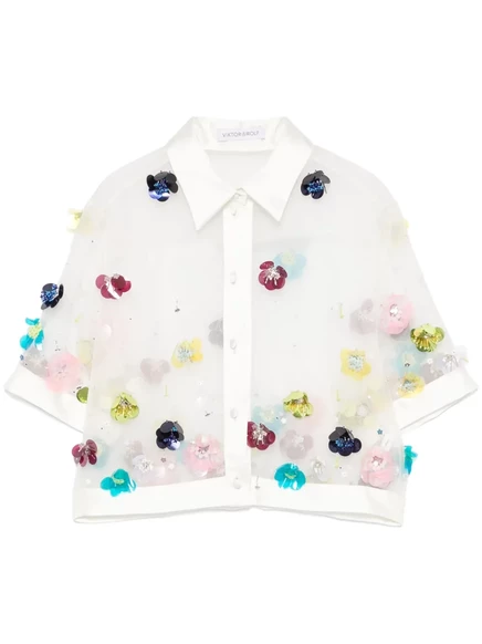 Укороченная рубашка Viktor & Rolf, украшенная блестками  white