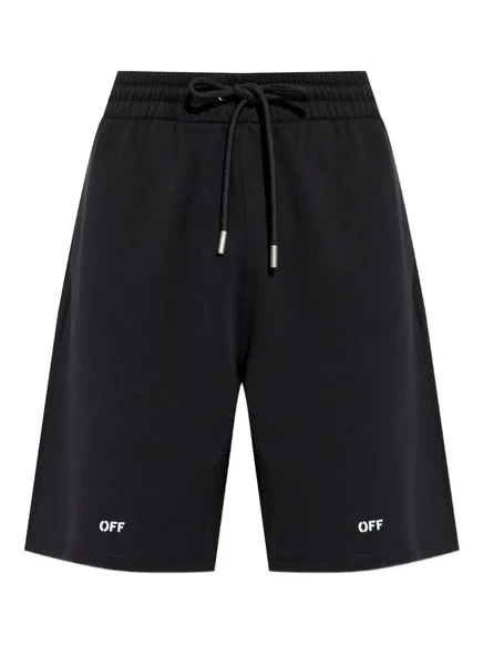 Мужские шорты Off-White с логотипом и кулиской, черные