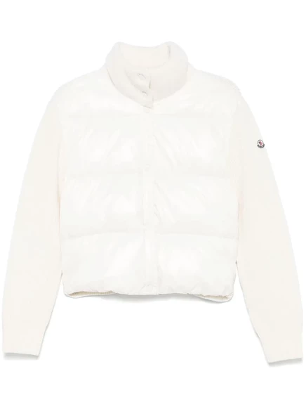 Женская пуховая куртка Moncler с вязанными панелями, белая