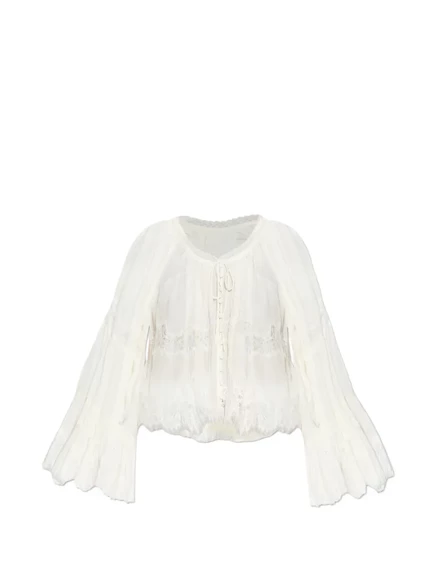 Блузка Loveshackfancy Darline с кружевом, белая