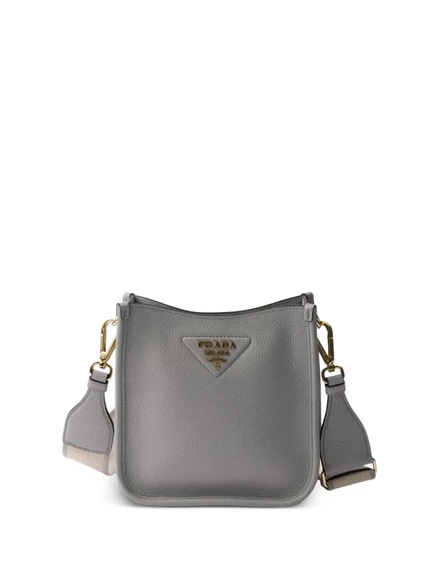 Кожаная сумка через плечо Prada mini grey