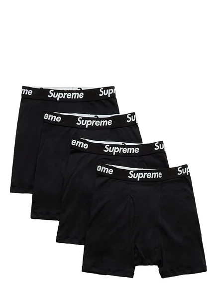Мужские трусы-боксеры Supreme x Hanes, набор 4 шт., черные