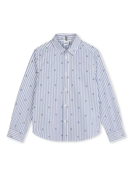 Мальчиковая рубашка Boss Kidswear в полоску, голубая