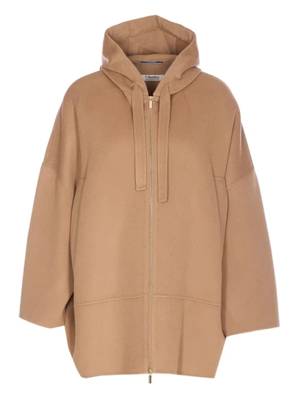 Женское пальто S. Max Mara с капюшоном, нейтрального цвета