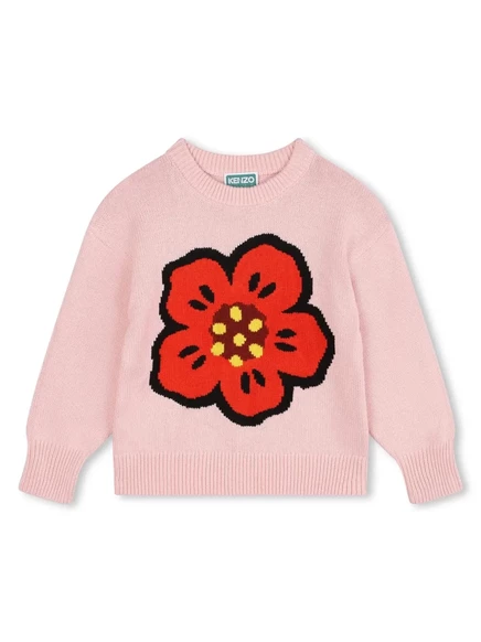 Джемпер Kenzo Kids Boke с цветком интарсия pink
